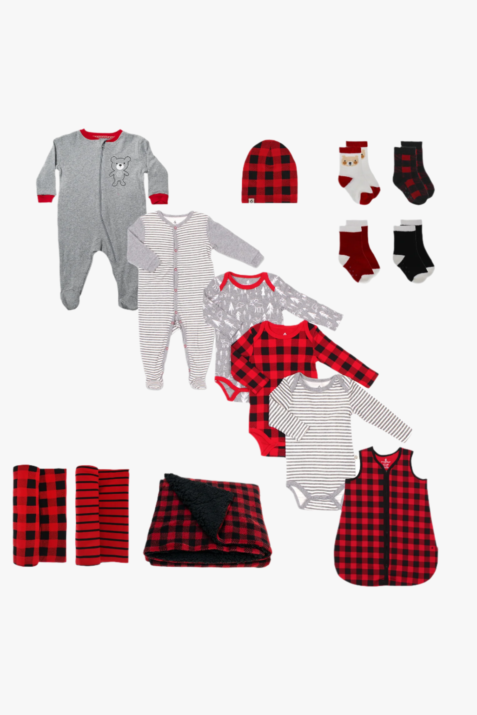 Baby Buffalo Plaid Bundled Gift Sets