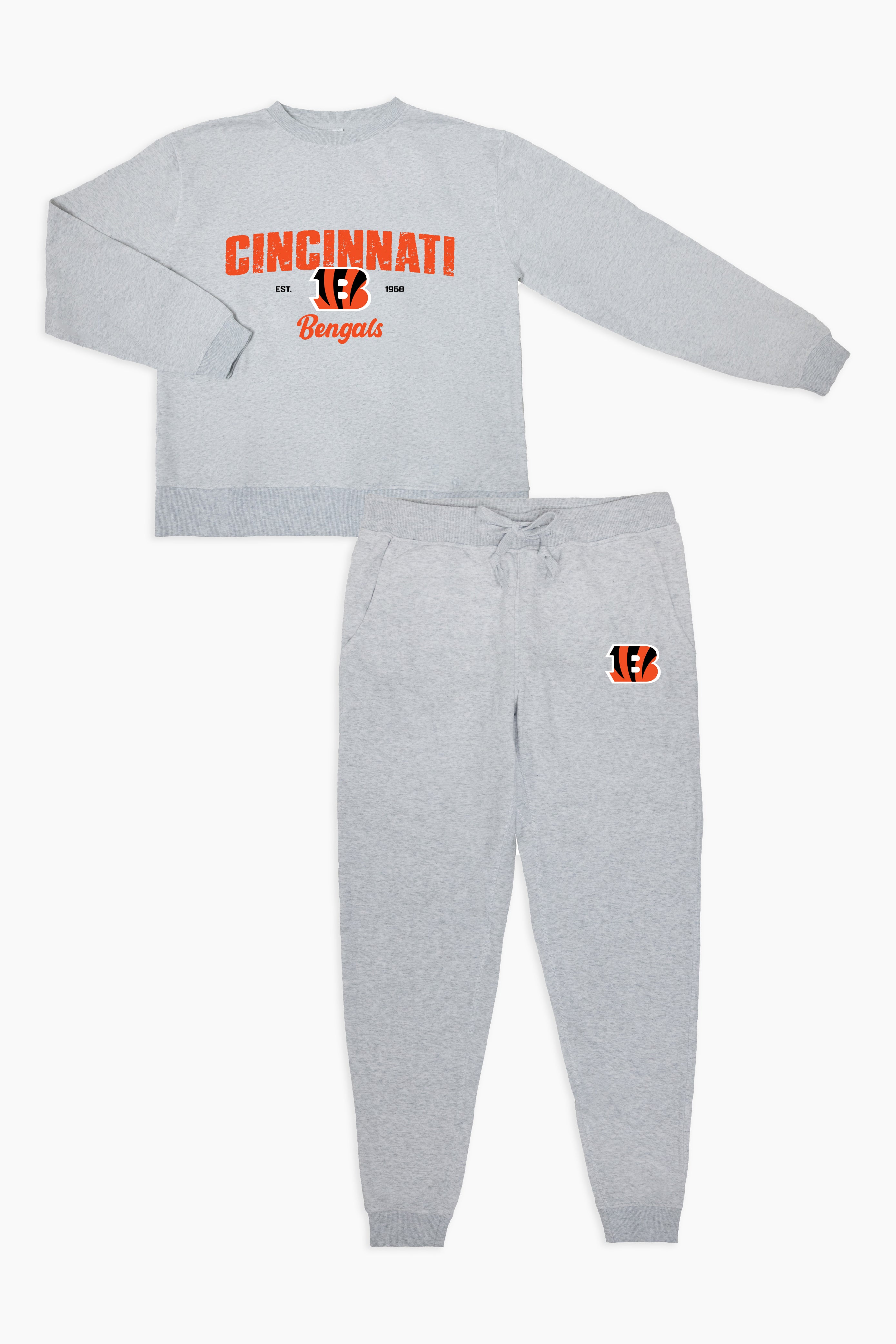 NFL Cincinnati Bengals Grey French Terry PJ Lounge Set