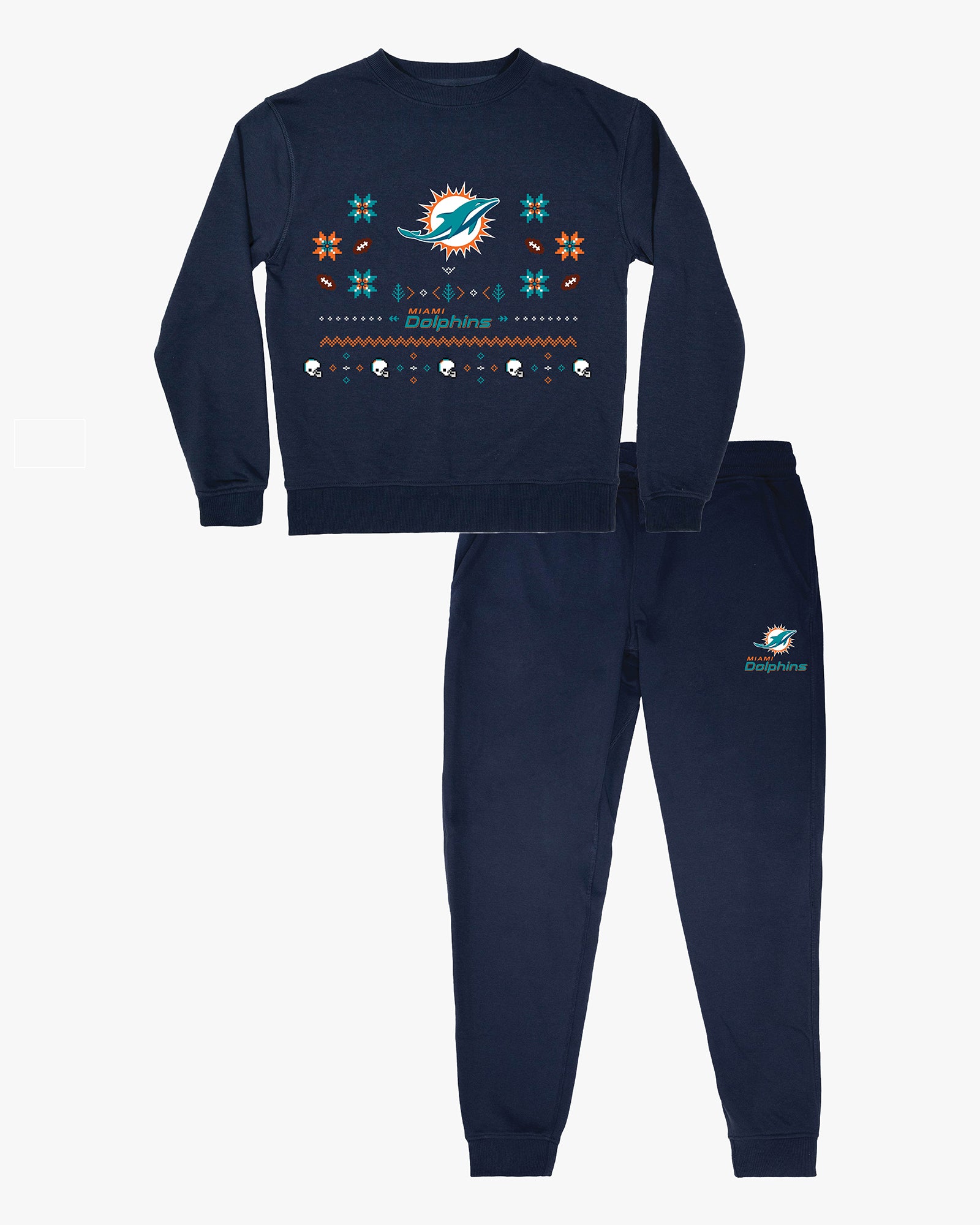 NFL Unisex Adult Ugly Holiday Lounge Set in Navy French Terry Cotton