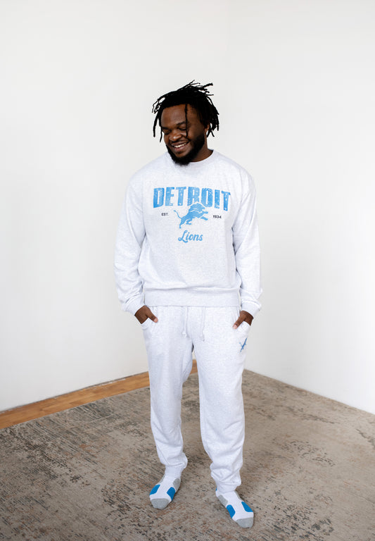 PJ Lounge Set Detroit Lions Grey French Terry PJ Lounge Set