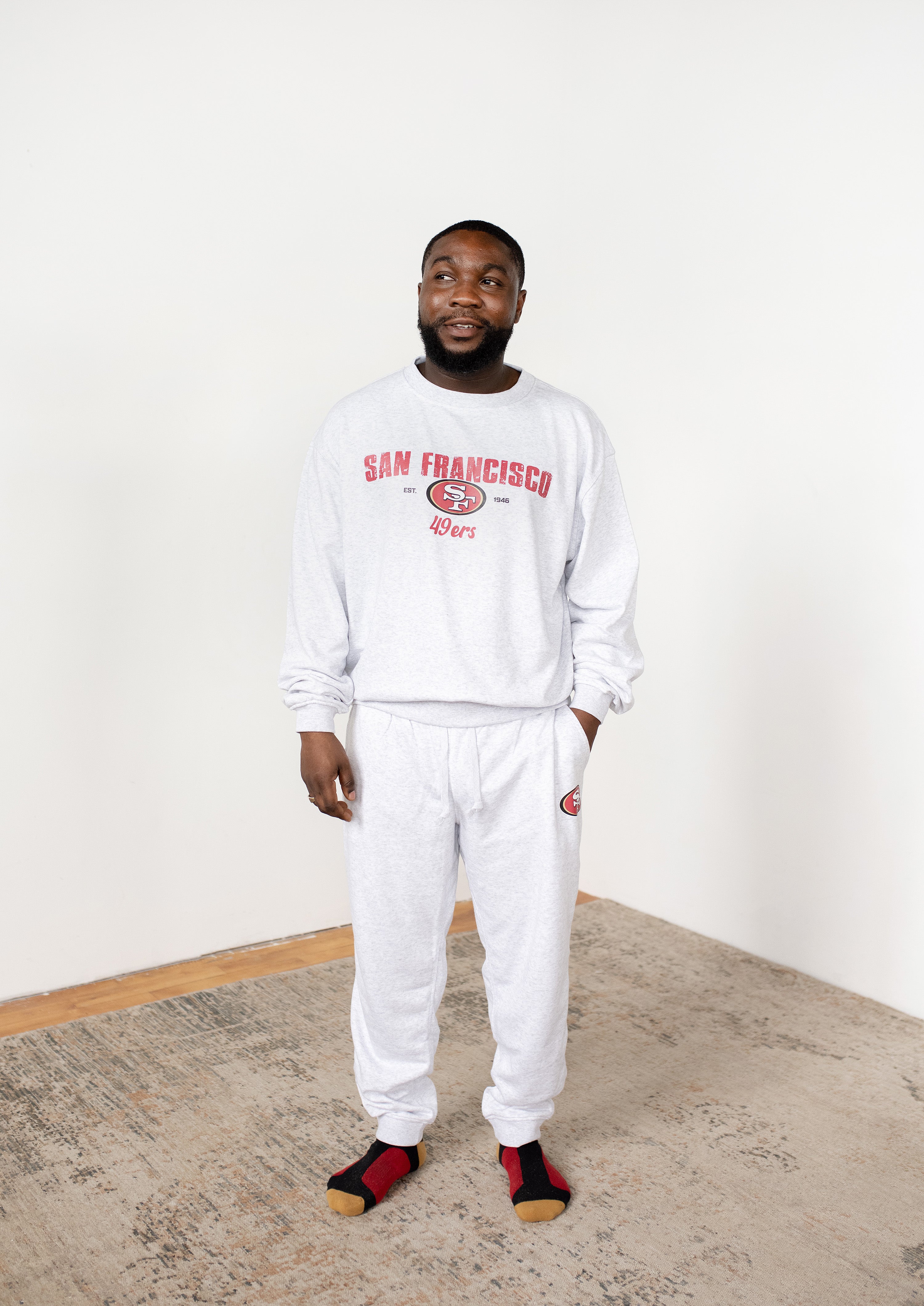 NFL San Francisco 49ers Grey French Terry PJ Lounge Set