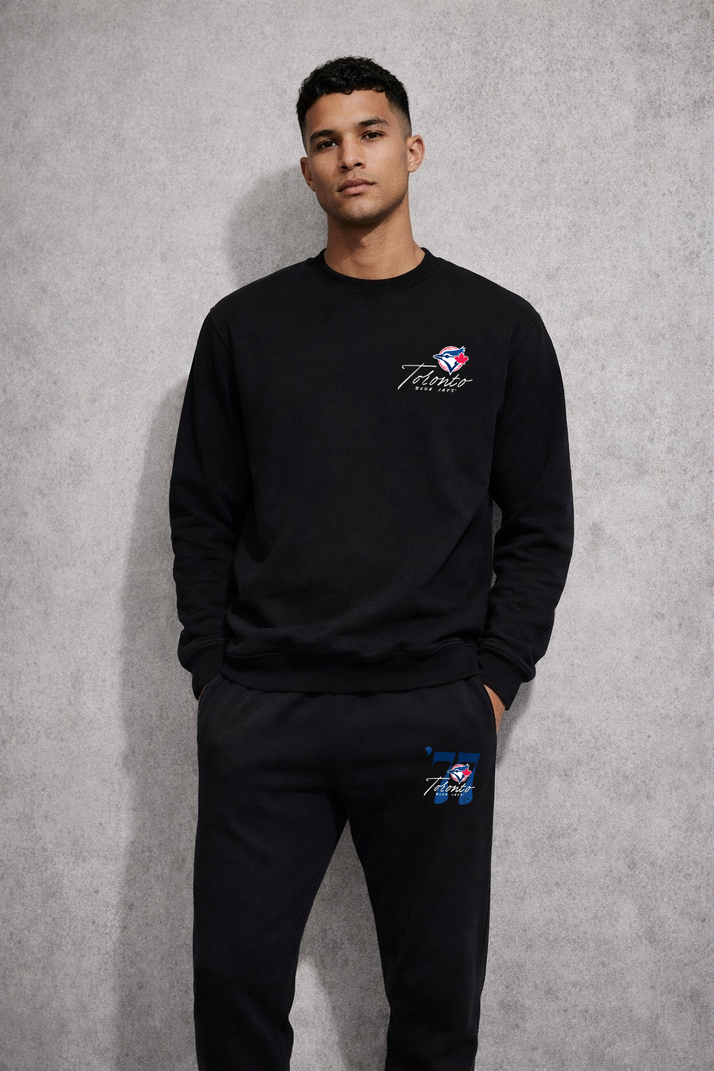 Gertex Toronto Blue Jays Adult Lounge Set – MLB Pajamas & Loungewear (Black) with Est. 1977 Design