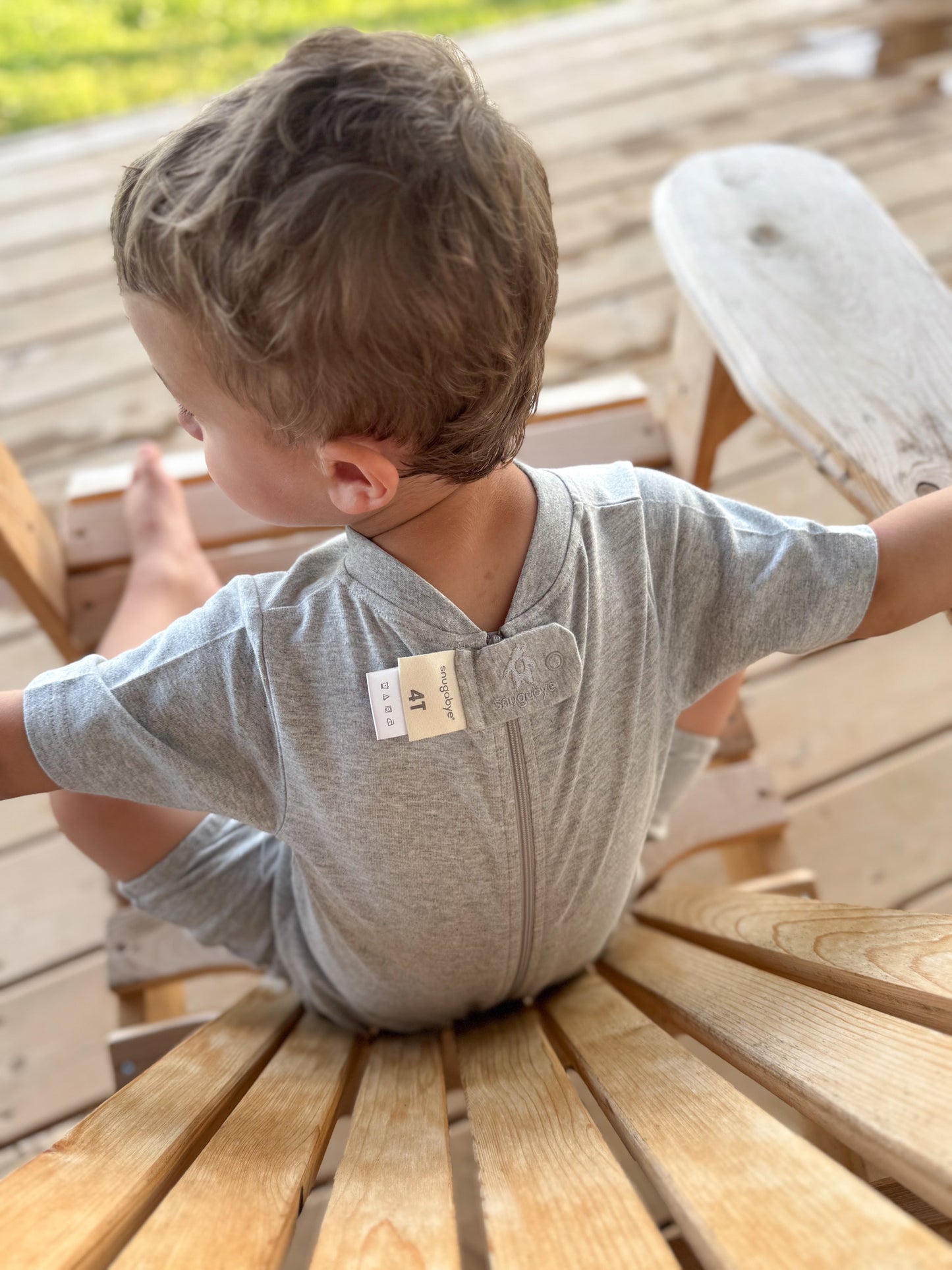 Kids Heather Grey Lightweight Organic Cotton Adaptive, Anti-Strip, Back-Zip Romper