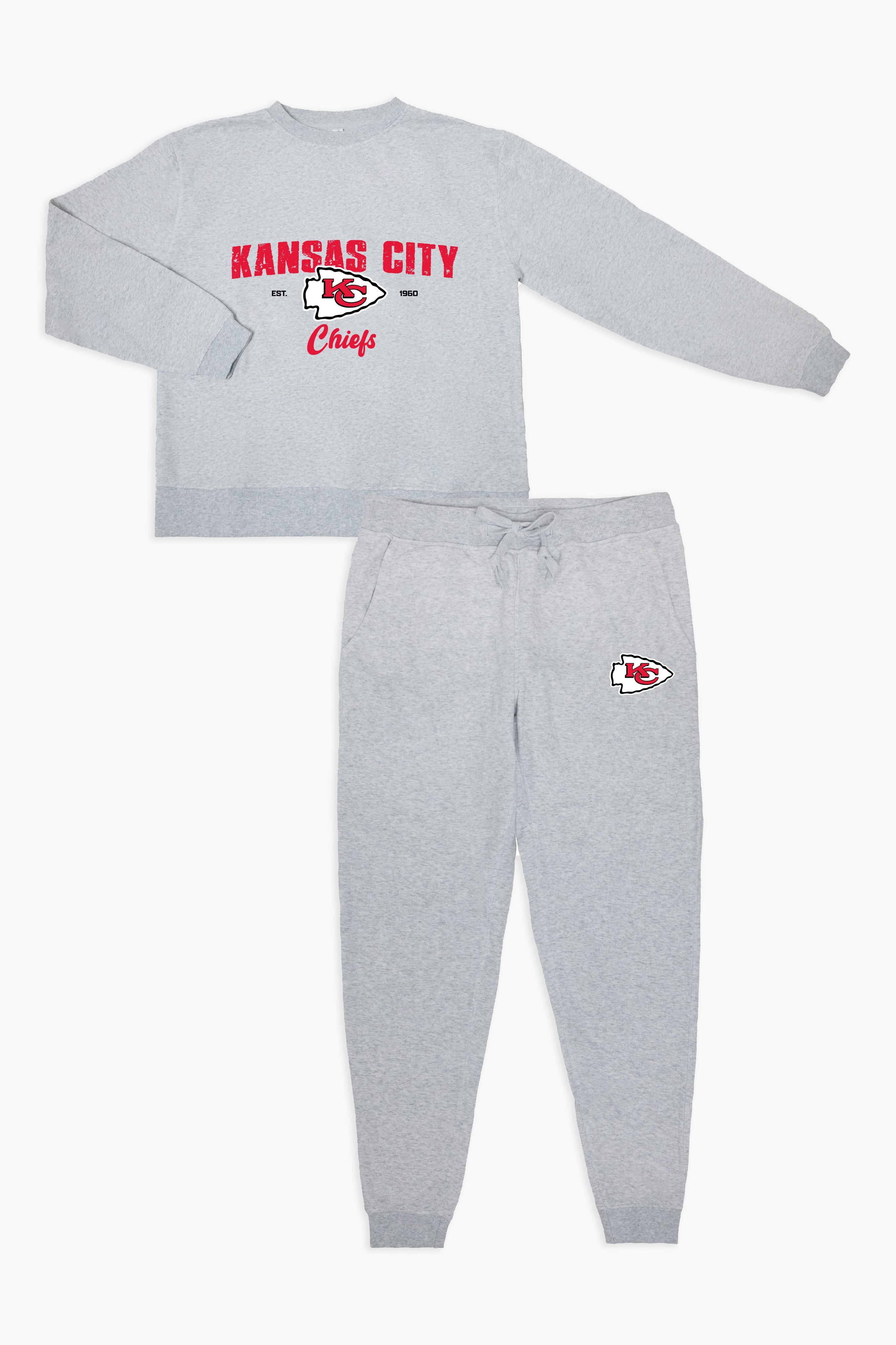 NFL Kansas City Chiefs Grey French Terry PJ Lounge Set