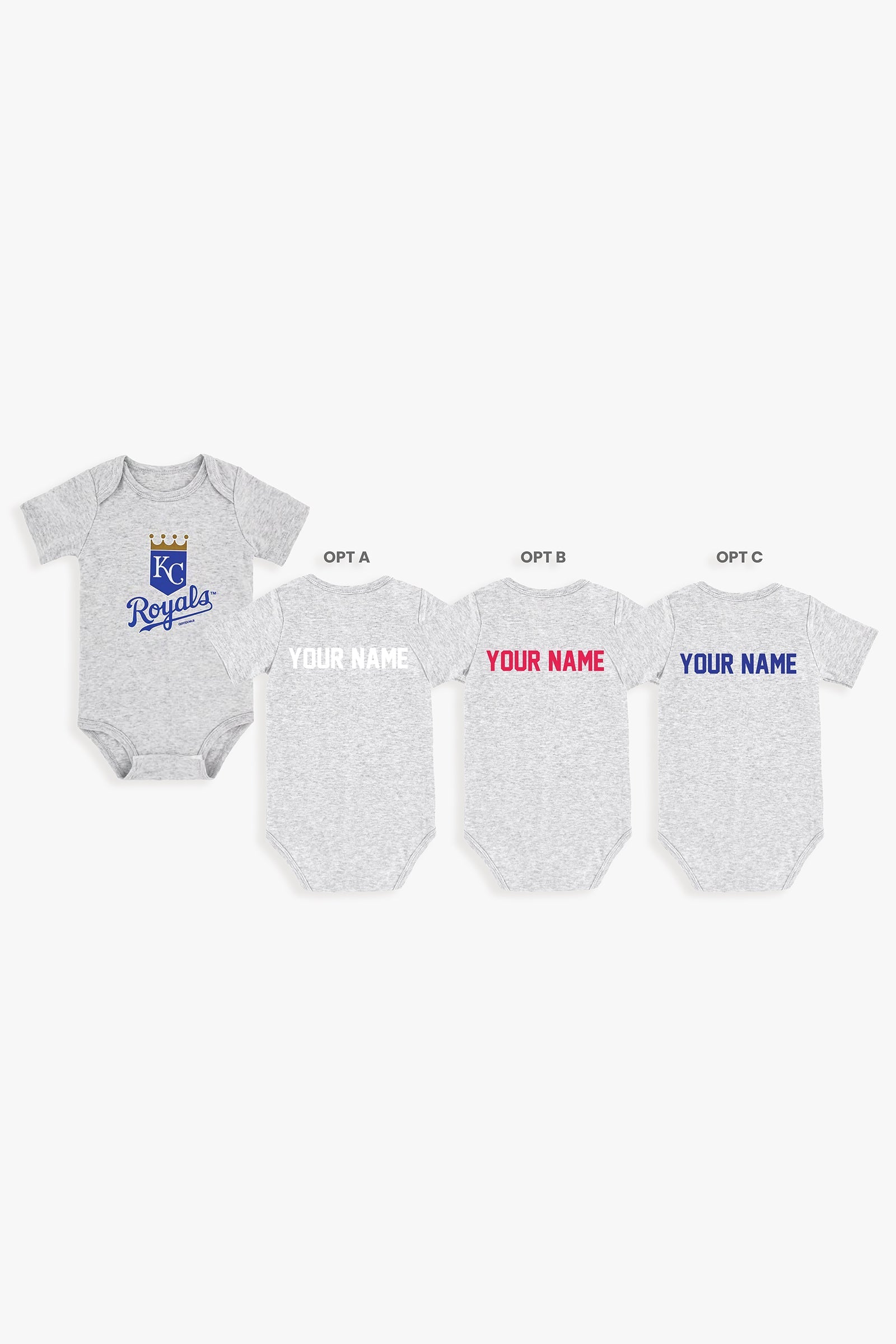 Gertex Customizable MLB Baby Onesie Bodysuit in Grey (12-18 Months)