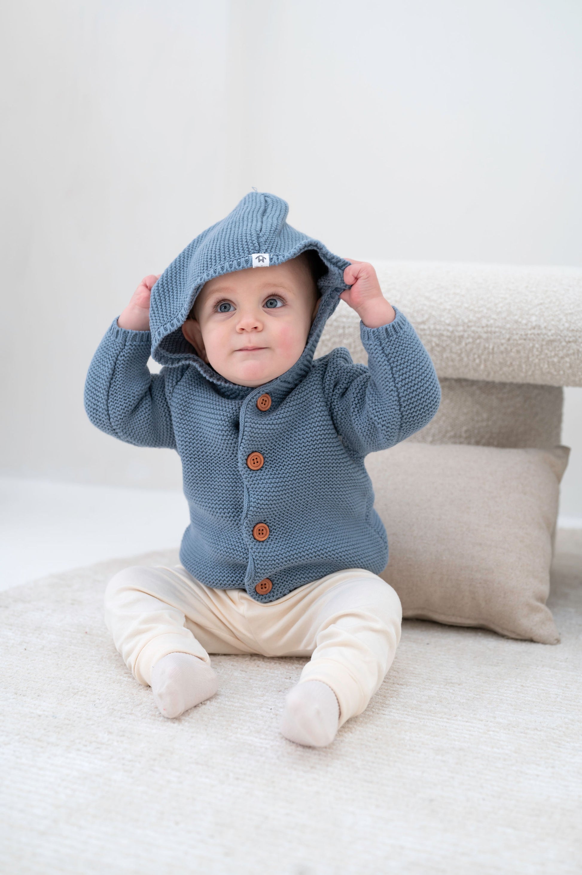 Snugabye Baby Knit Cardigan with Hood - Folkstone Grey