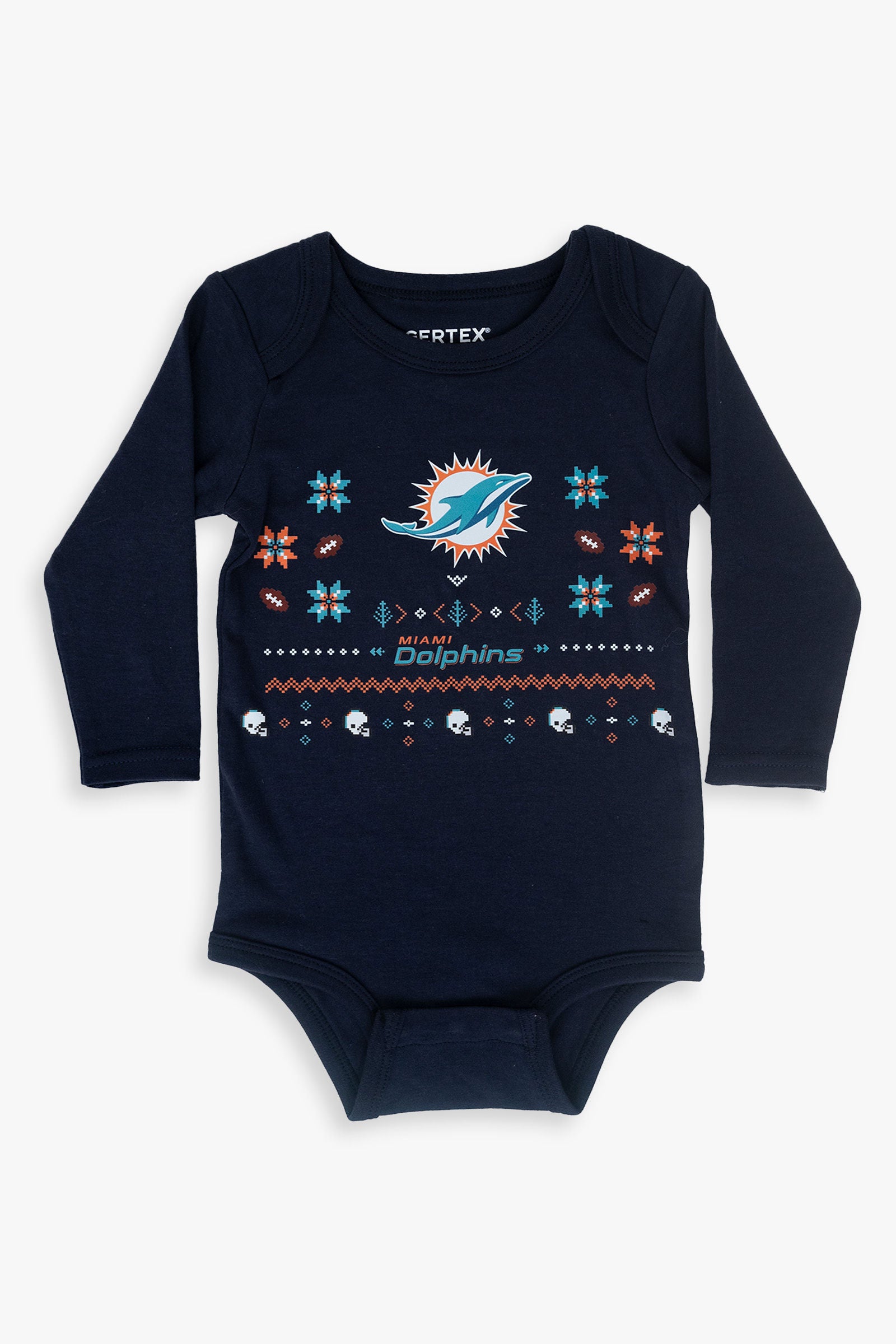 Gertex NFL Baby 100% Organic Ugly Holiday Long Sleeve Bodysuit