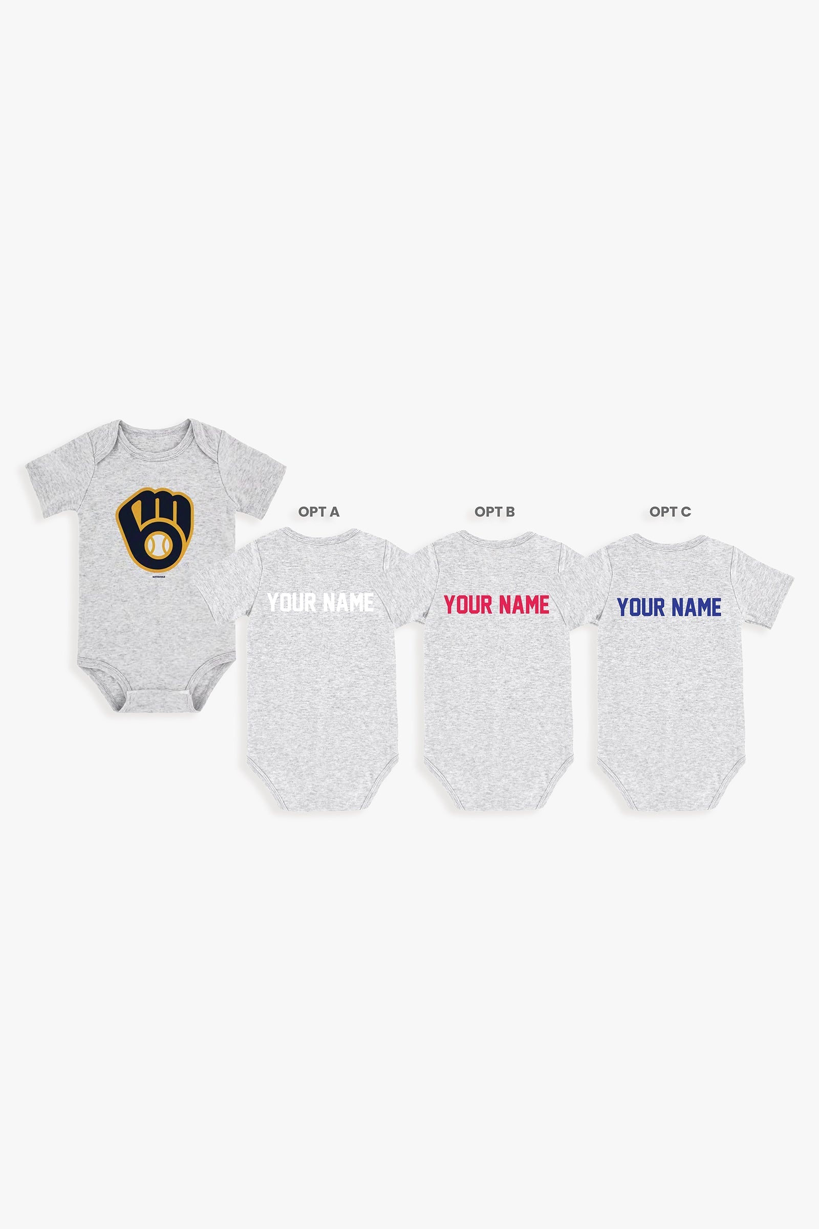 Gertex Customizable MLB Baby Onesie Bodysuit in Grey (12-18 Months)