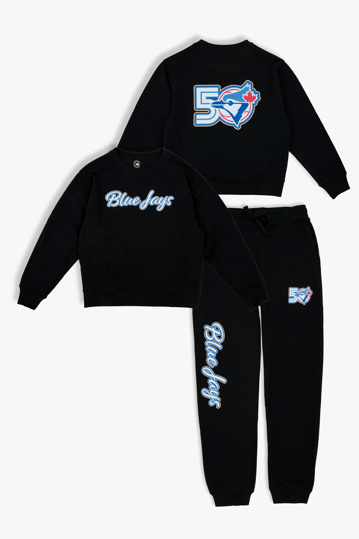 MLB Toronto Blue Jays 50th Anniversary Adult Crewneck Sweatshirt Jogger Pant Lounge Set, Women's/Men's Fan Apparel