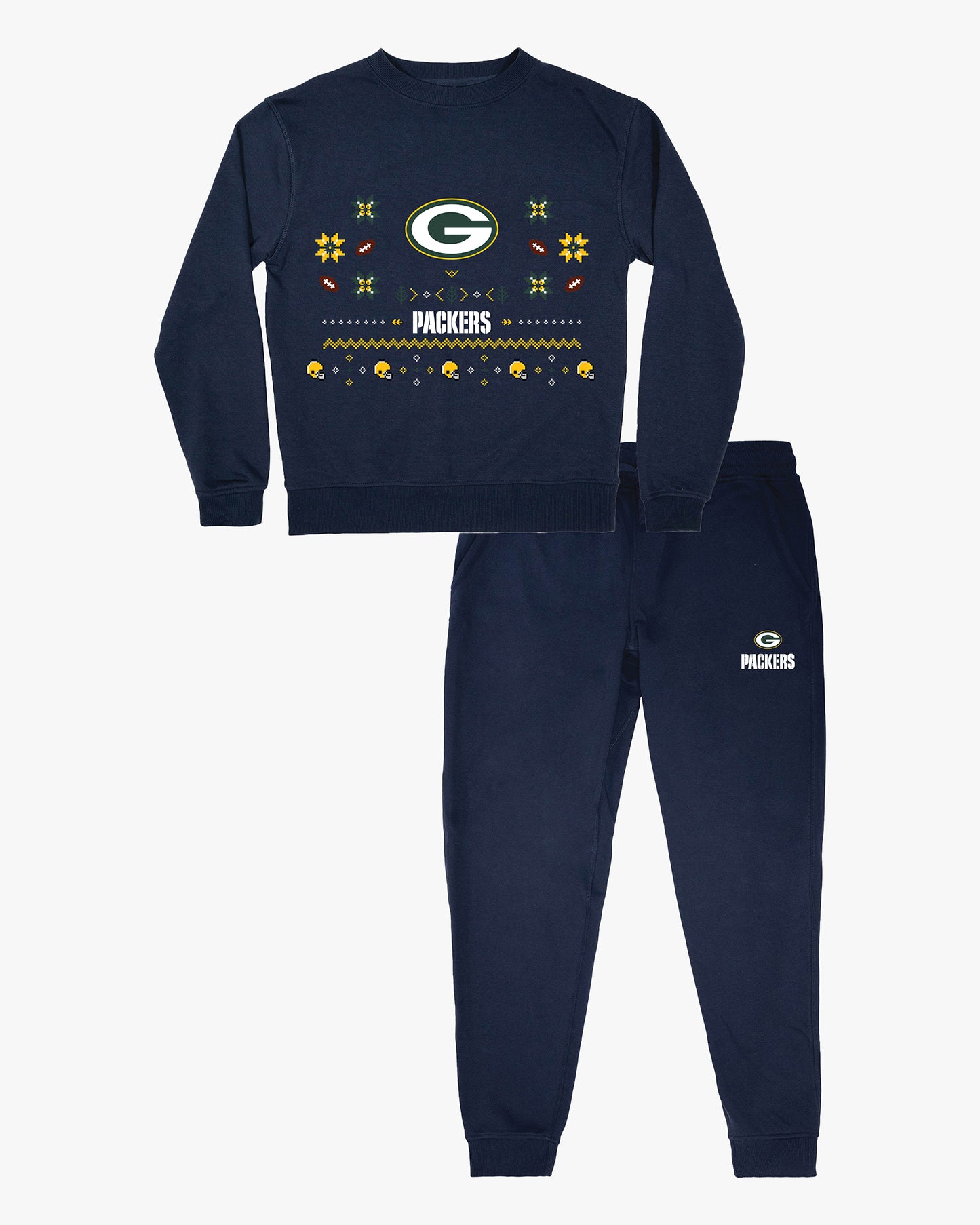 NFL Unisex Adult Ugly Holiday Lounge Set in Navy French Terry Cotton