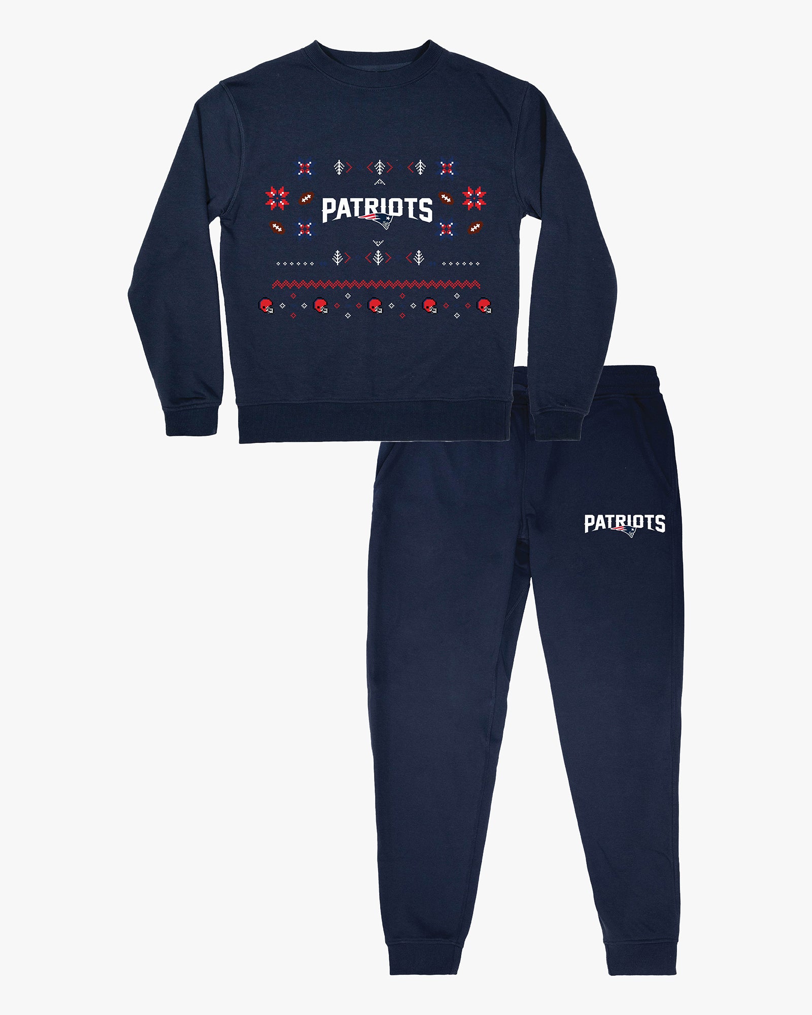 NFL Unisex Adult Ugly Holiday Lounge Set in Navy French Terry Cotton