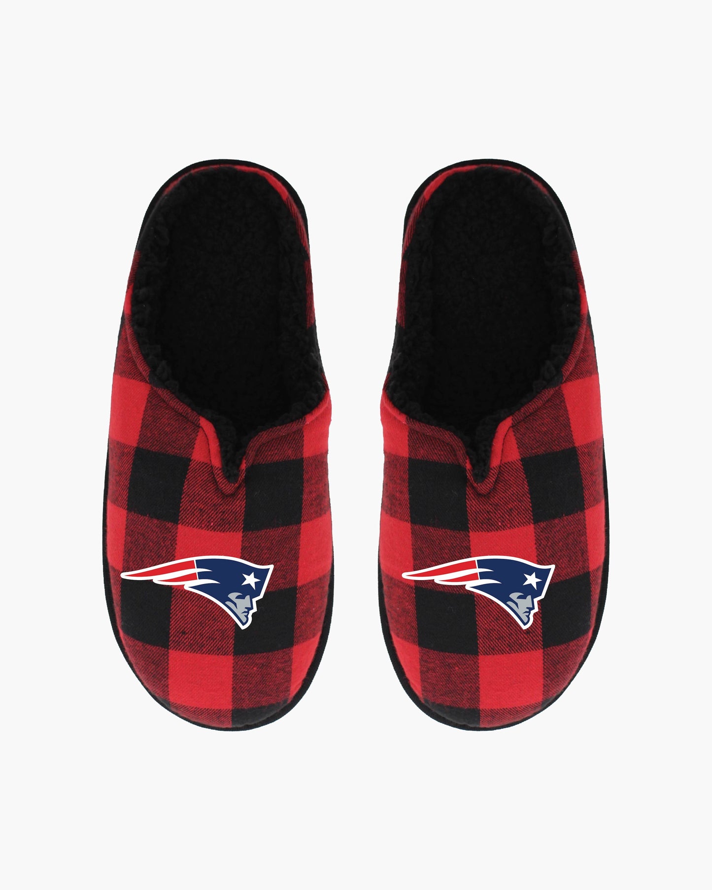 NFL Team Men's Buffalo Plaid Slippers With Soft Faux Shearling Lining