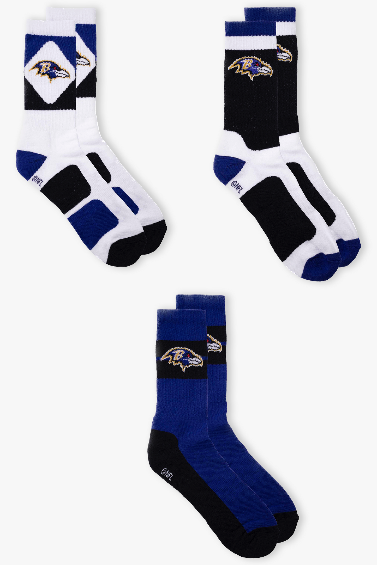 Men's NFL Baltimore Ravens 3-Pack Sport Crew Socks