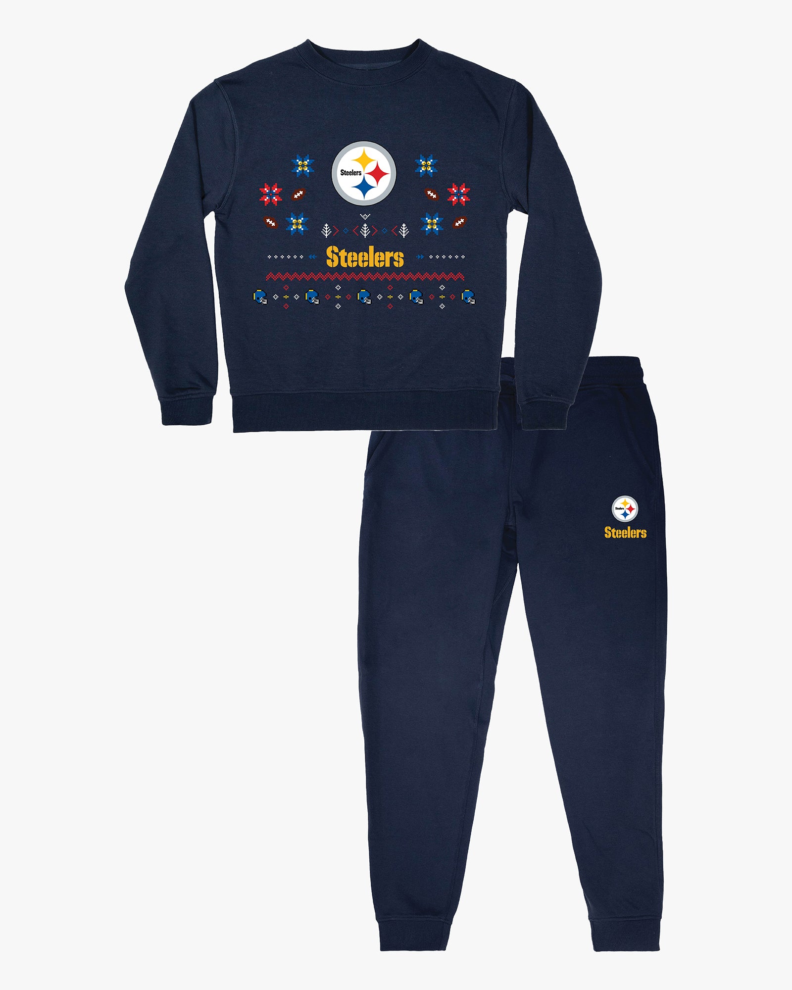 NFL Unisex Adult Ugly Holiday Lounge Set in Navy French Terry Cotton