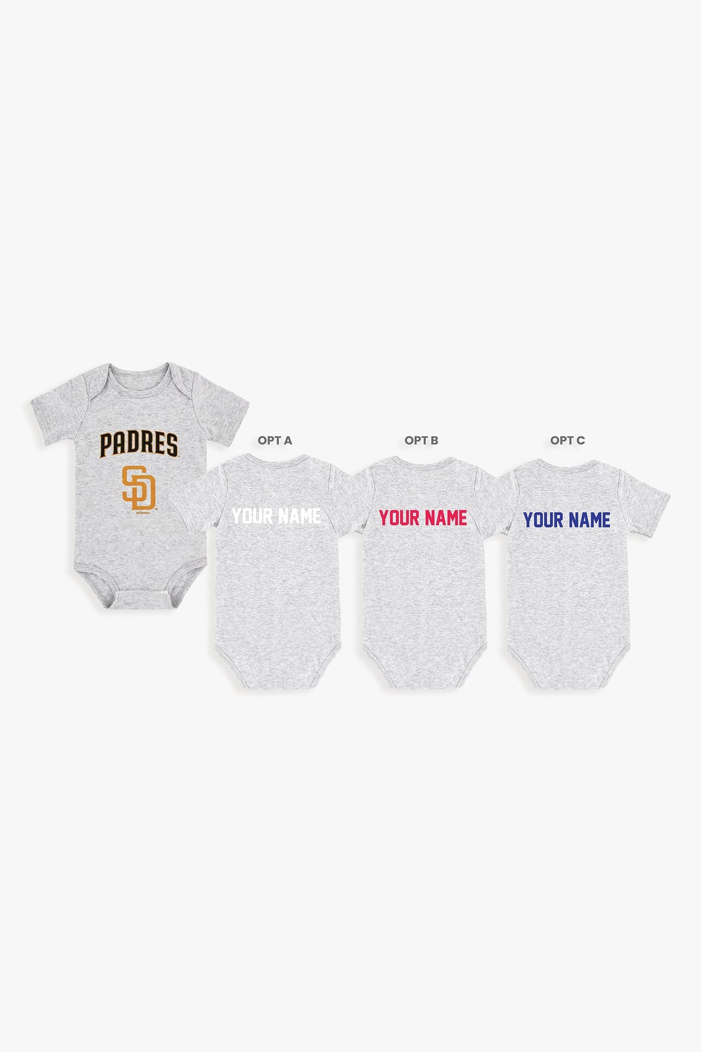 Gertex Customizable MLB Baby Onesie Bodysuit in Grey (12-18 Months)