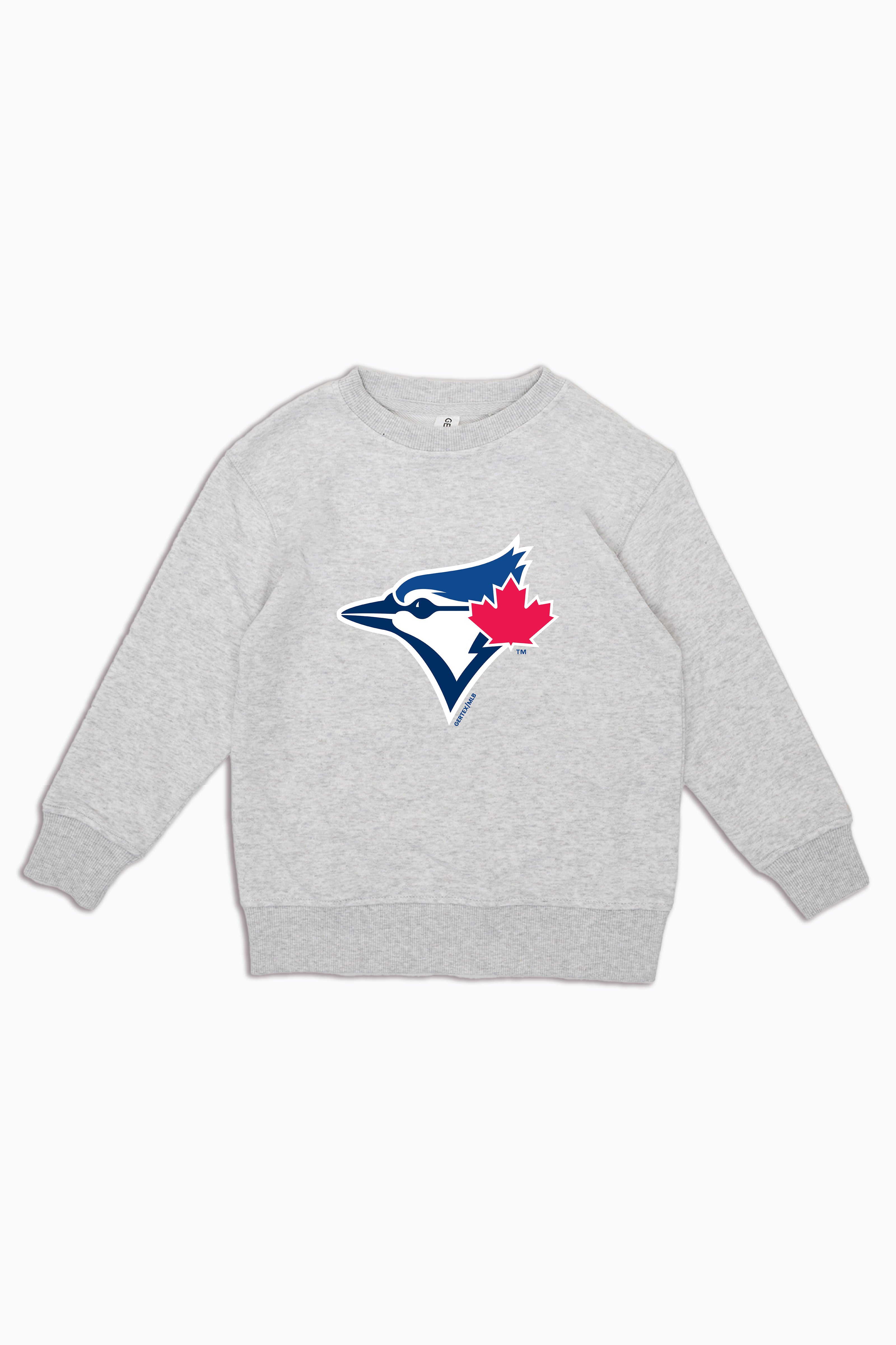 MLB Toronto Blue Jays Logo Crewneck Heather Grey Sweatshirt for Kids, Youth Pullover | Licensed Fan Apparel for Junior Boys, Girls