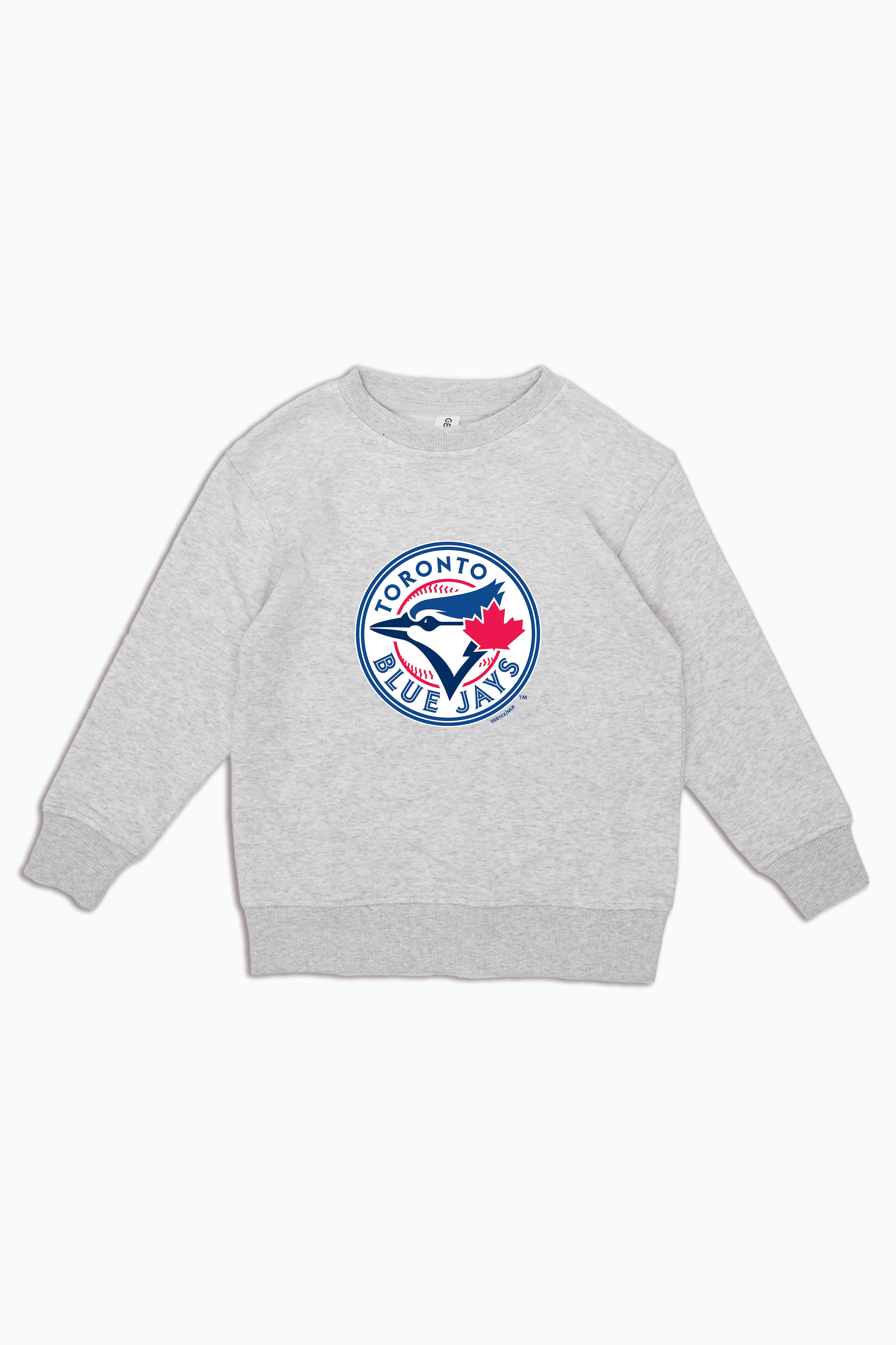 MLB Toronto Blue Jays Logo Crewneck Heather Grey Sweatshirt for Kids, Youth Pullover | Licensed Fan Apparel for Junior Boys, Girls
