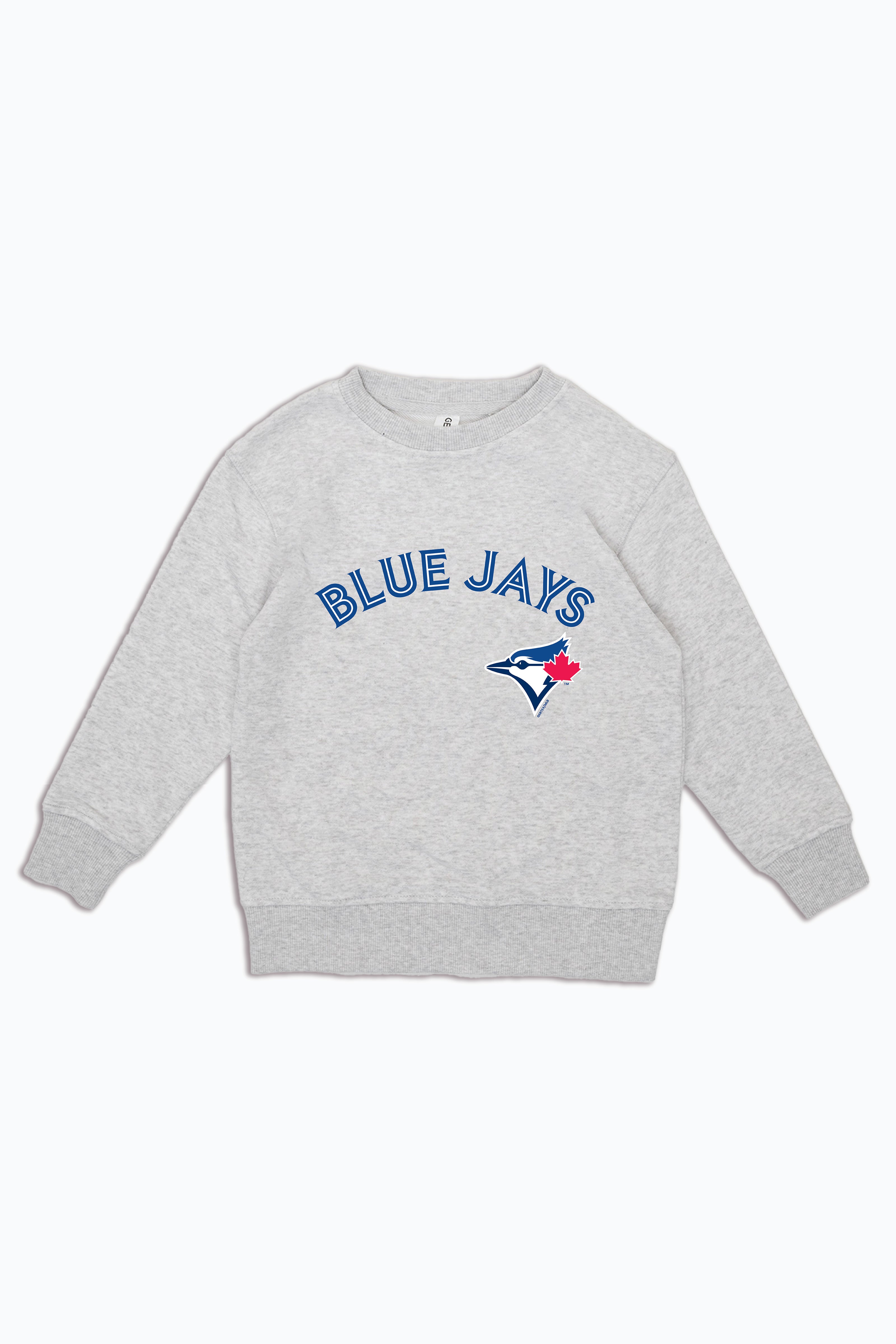 MLB Toronto Blue Jays Logo Crewneck Heather Grey Sweatshirt for Kids, Youth Pullover | Licensed Fan Apparel for Junior Boys, Girls