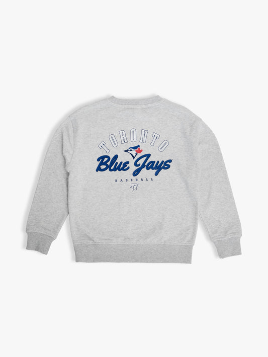 Family Collection Toronto Blue Jays Kids Crewneck Sweatshirt MLB Pullover, Heather Grey French Terry, Youth
