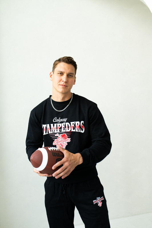CFL Calgary Stampeders Black Unisex Adult Matching French Terry Cotton Lounge Set