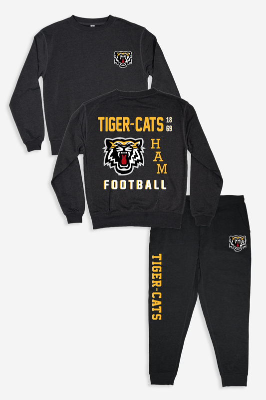 CFL Hamilton Tiger-Cats Dark Grey Unisex Adult Matching French Terry Cotton Lounge Set