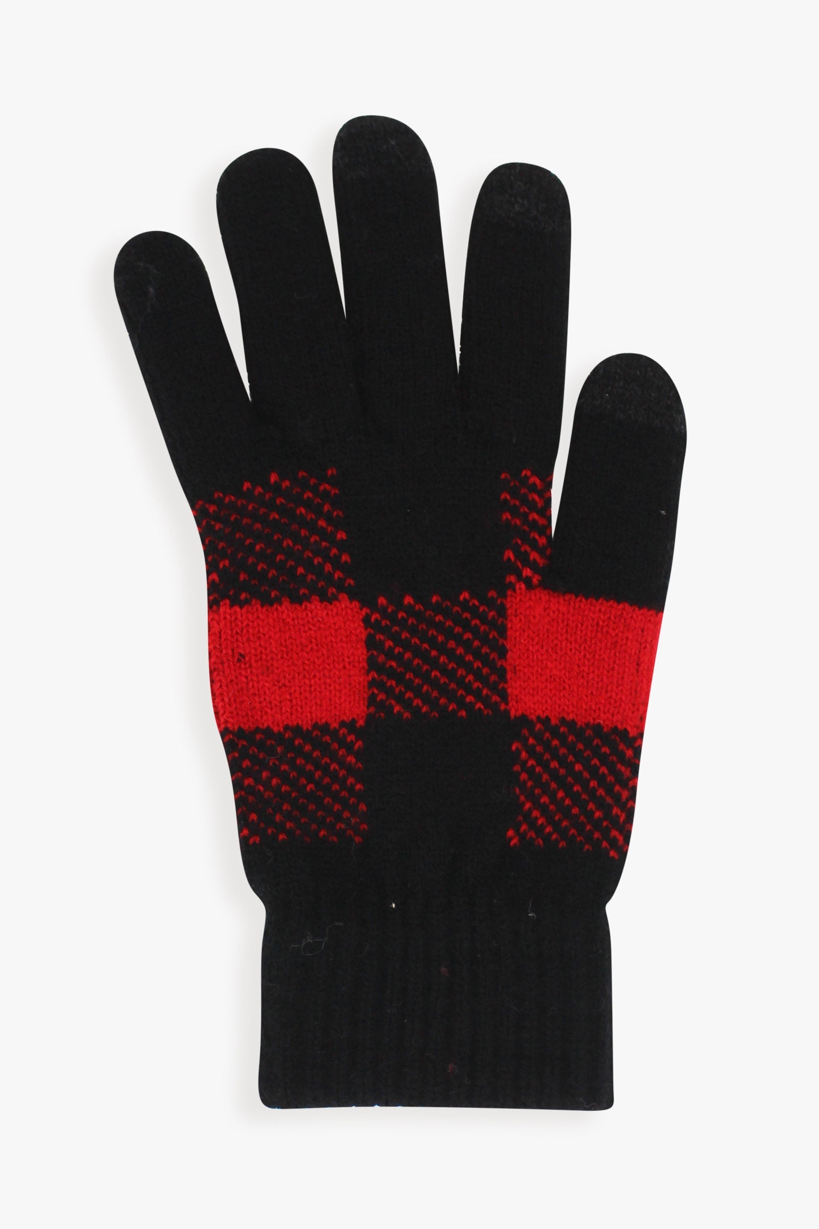 Men's Plaid Knit Gloves With Touchscreen