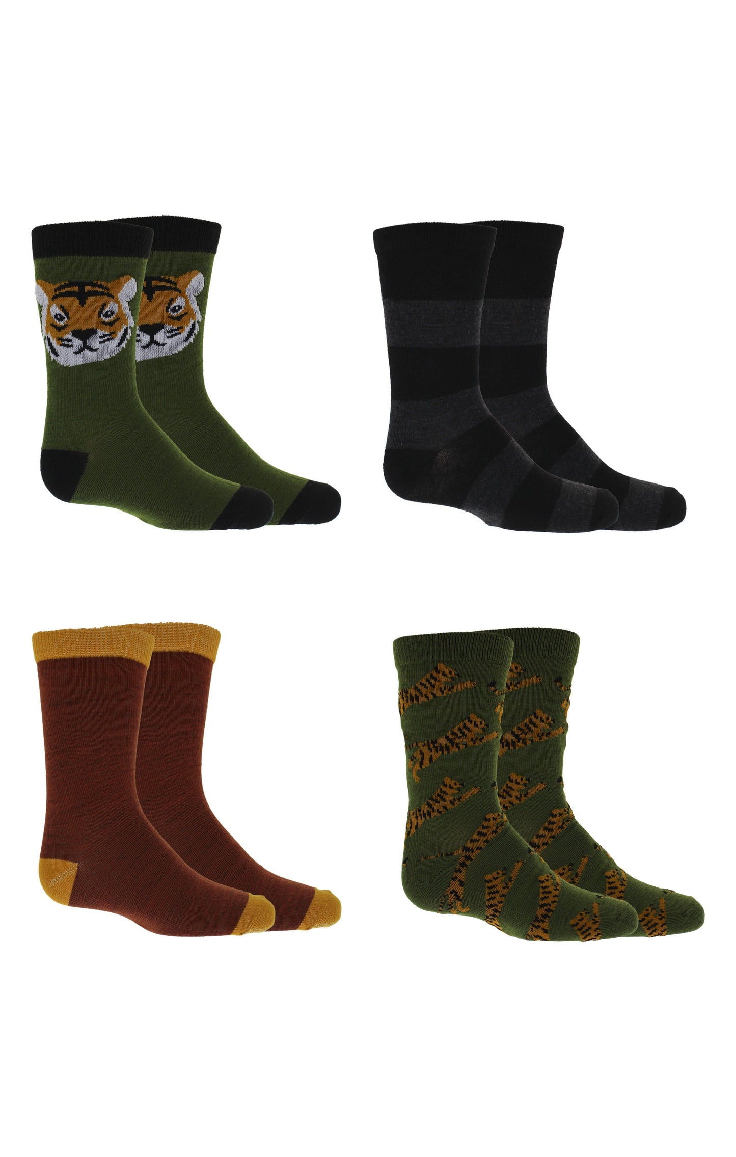 Kids Boys 4-Pack Fun Graphic Crew Socks Bundle