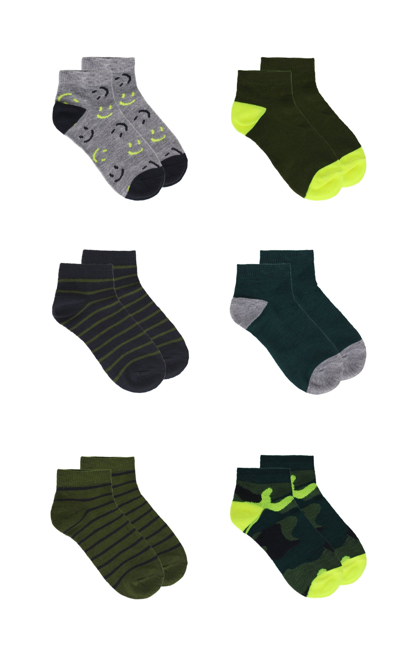 Kids Boys 6-Pack Fun Graphic No-Show Anklet Socks Bundle