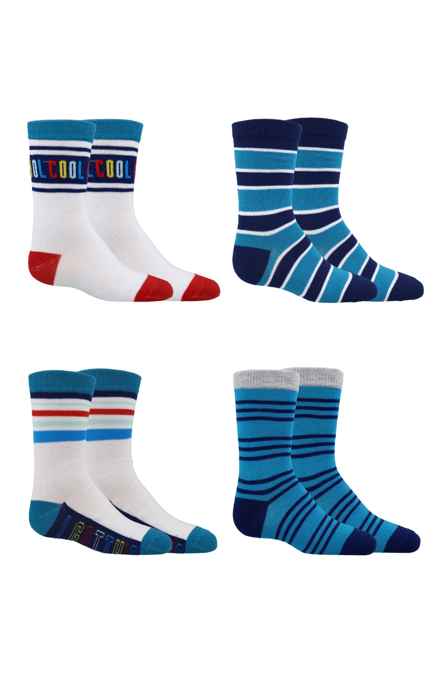 Kids Boys 4-Pack Fun Graphic Crew Socks Bundle