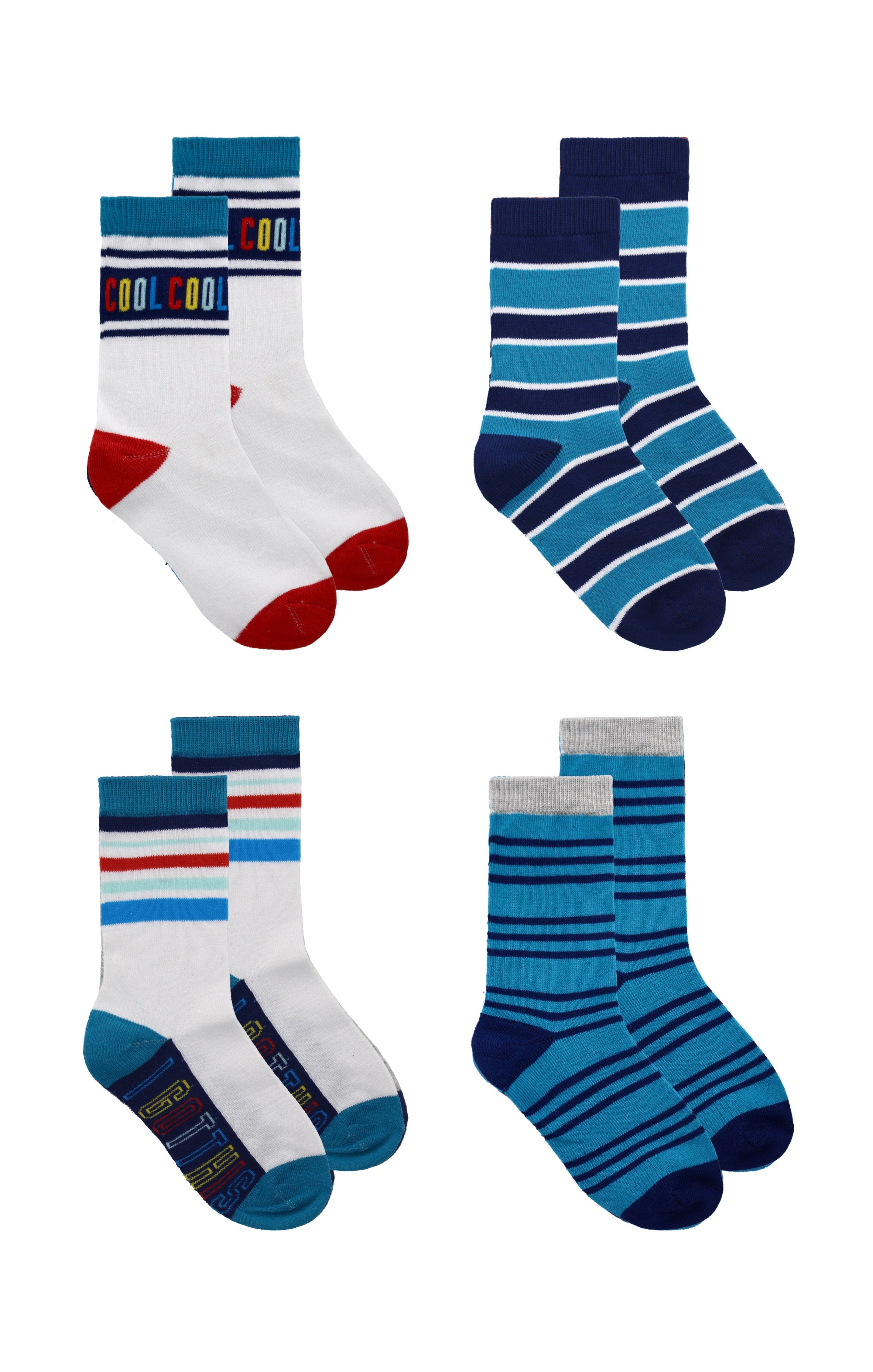 Kids Boys 4-Pack Fun Graphic Crew Socks Bundle