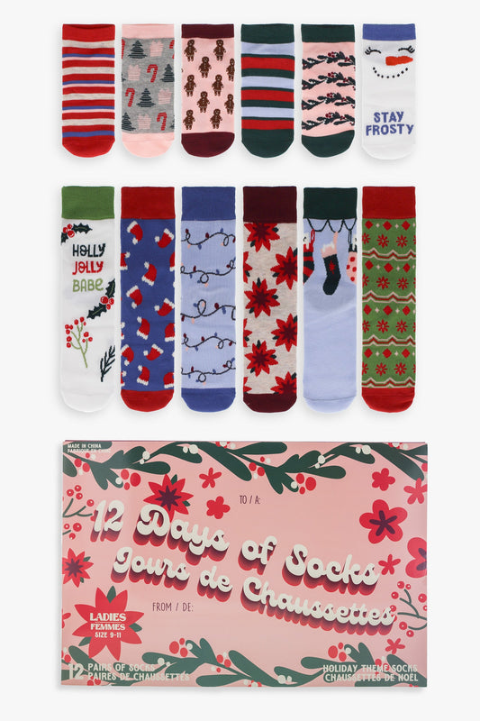 Ladies "12 Days of Socks" Holiday Gift Advent Calendar