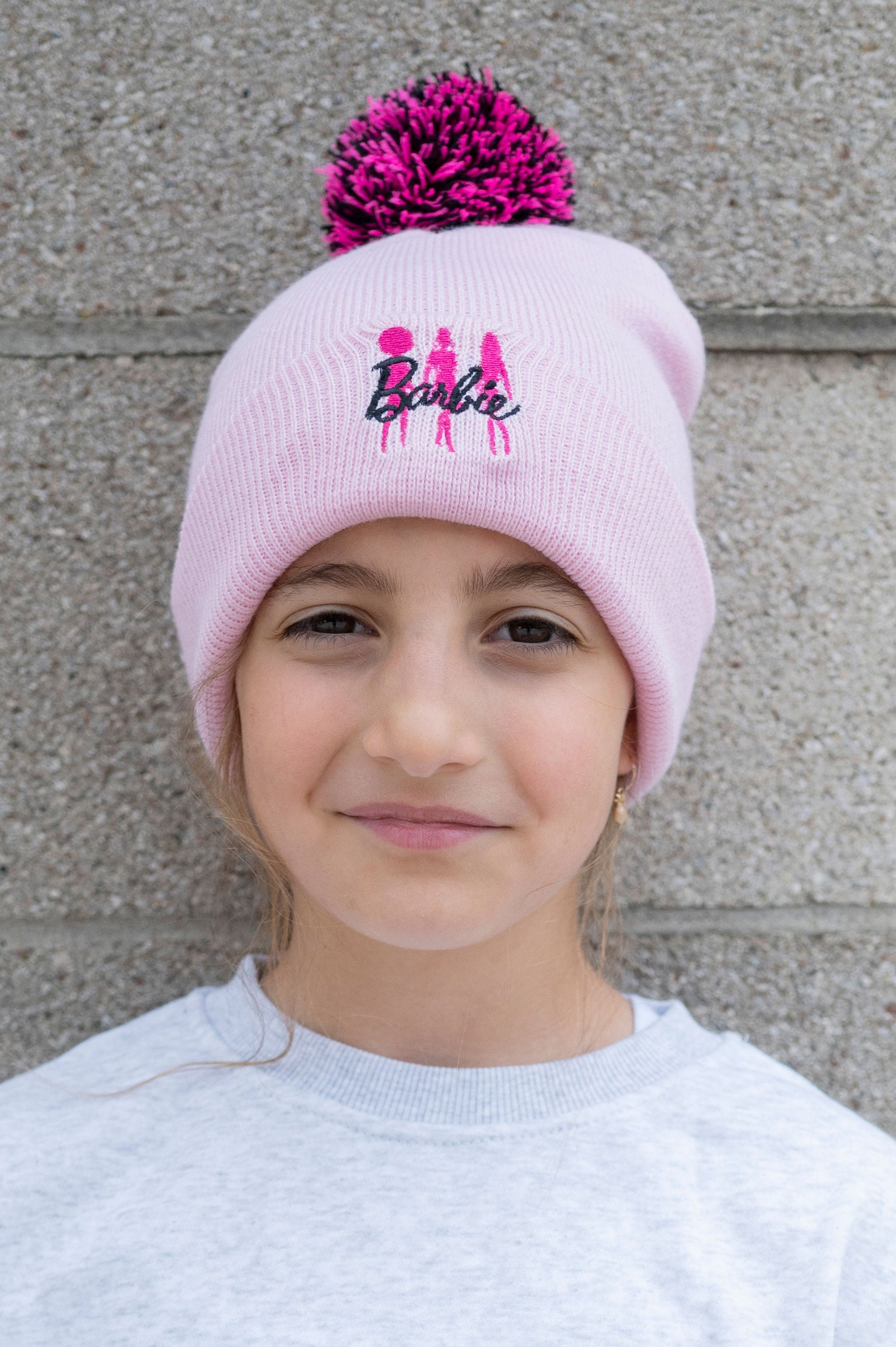 Gertex Barbie Youth Girls Rib Winter Pom-pom Toque