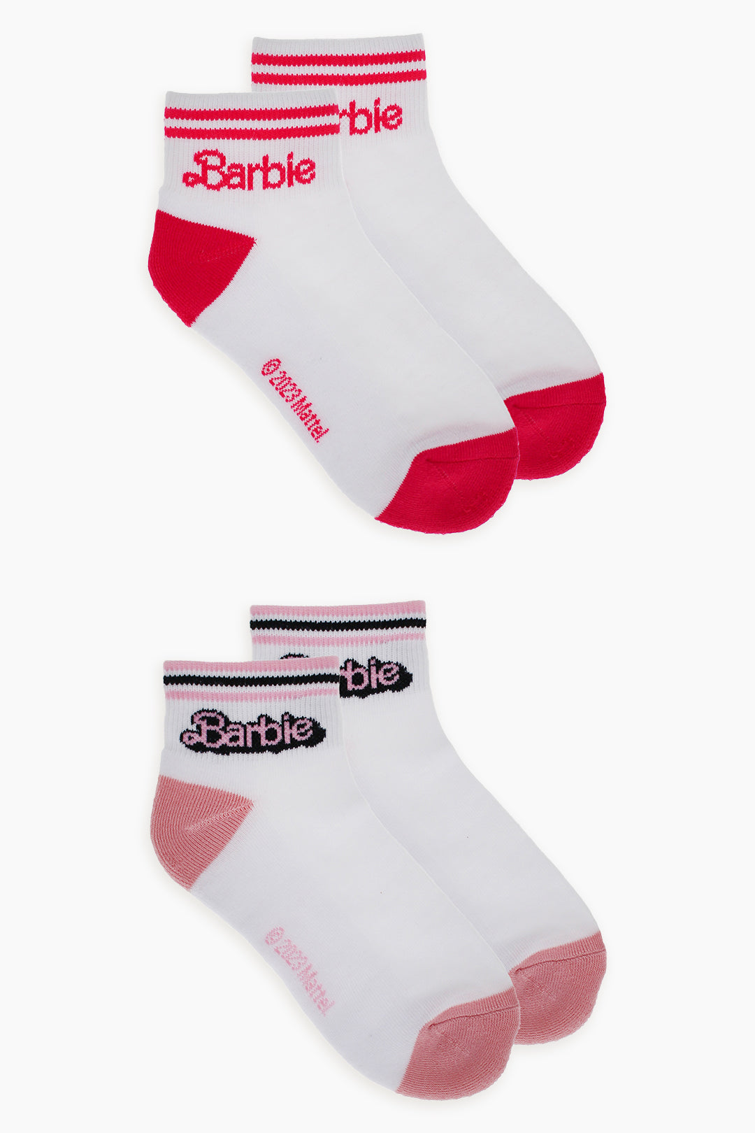 Barbie Ladies 2-Pack Half Terry Ankle Socks in White