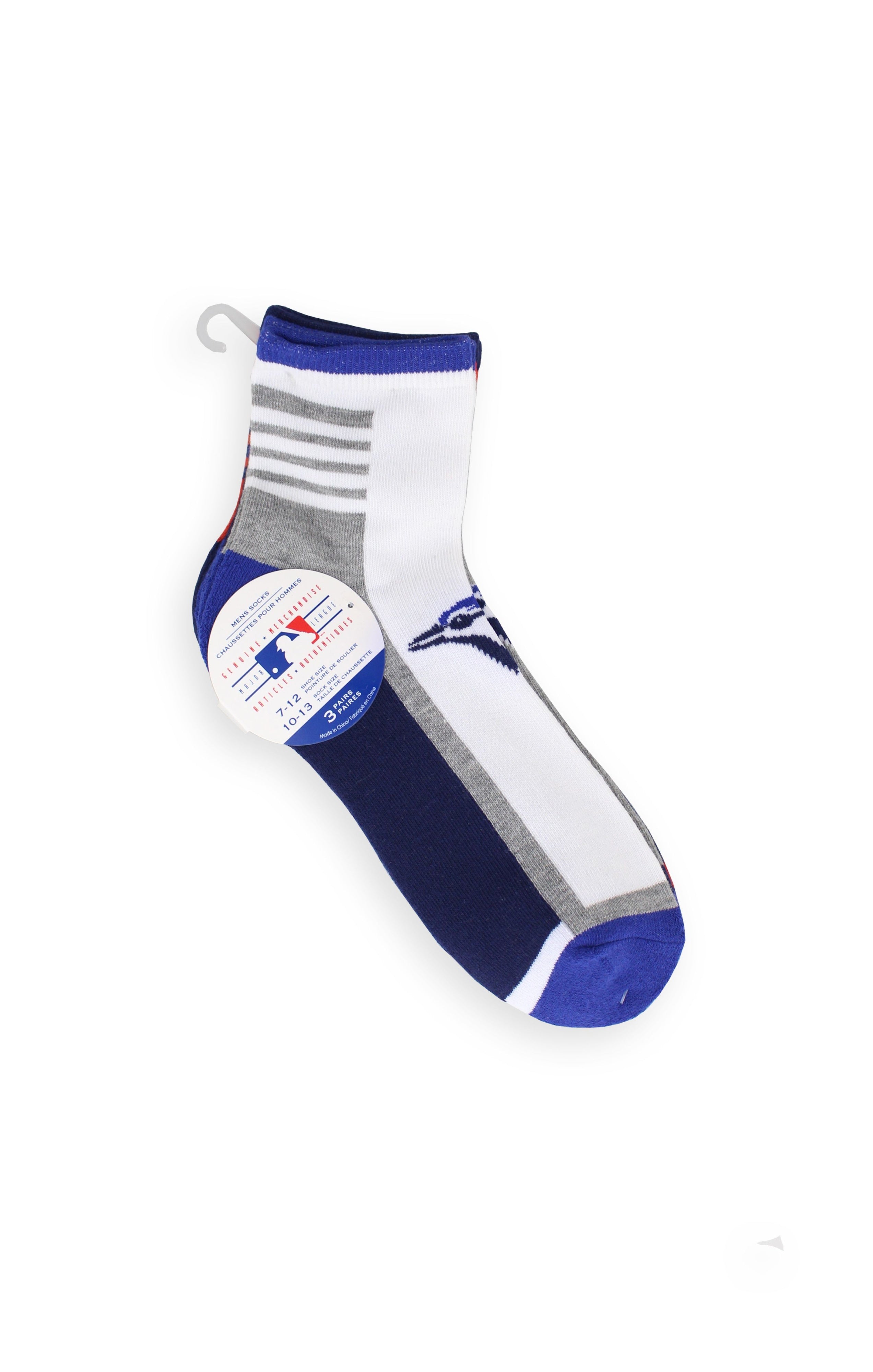 Toronto Blue Jays Socks Quarter Length 3 Pack Mens Shoe Size 7-12